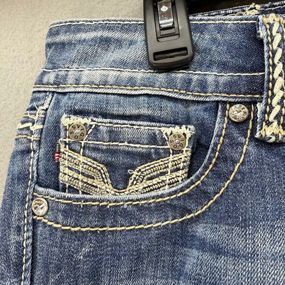 Vigoss Jeans Women's 3x21 Blue The York Capri Leather Studded Embellished - Picture 4 of 14